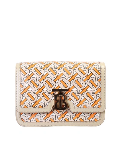 Burberry Logo Print Leather Tb Bag In Orange