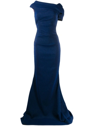Talbot Runhof Bonette Dress In Blue