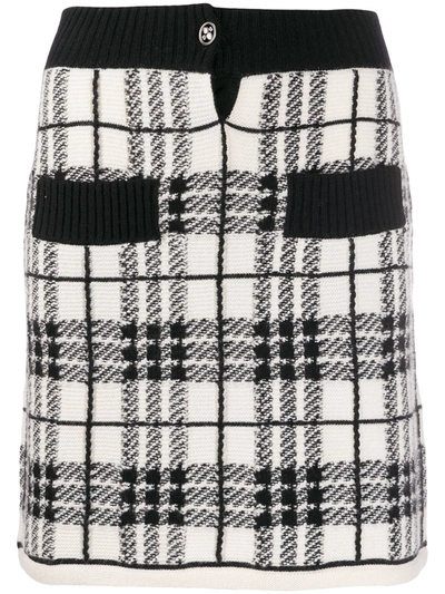 Barrie Plaid Cashmere Skirt In White