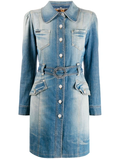 Pre-owned Dolce & Gabbana Denim Trench Coat In Blue