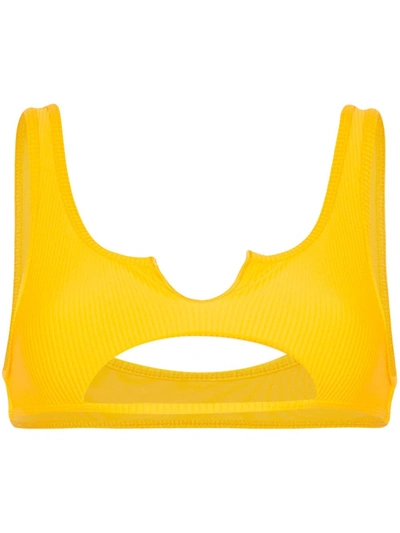 Frankies Bikinis Cole Cut-out Bikini Top In Yellow