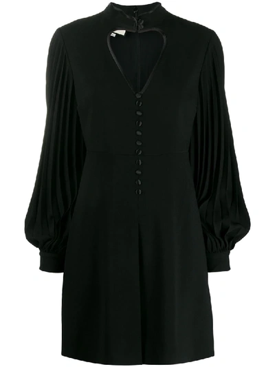 Gucci Tech Jersey Mini Dress W/heart Neckline In Black