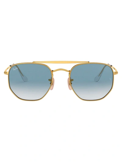 Ray Ban Aviator Shaped Sunglasses In Metallic