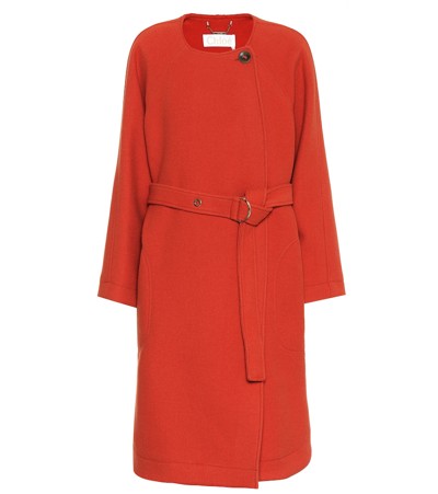 Chloé Belted Wool-blend Felt Coat In Chestnut Orange