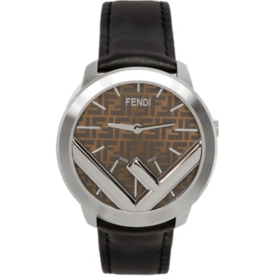 Fendi Silver And Black Run Away F Is  Watch In Silv/brwn/b