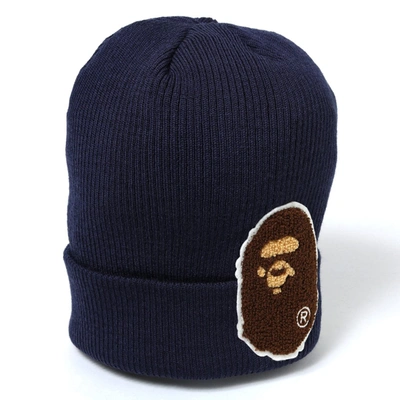 Pre-owned Bape  Big Ape Head Knit Cap Navy