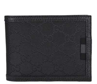 Pre-owned Gucci Bifold Wallet Gg Nylon With Insert Black