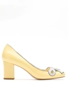 Sarah Chofakian Audrey Leather Pumps In Yellow