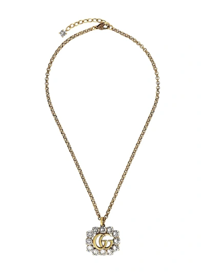 Gucci Embellished Double G Necklace In Gold