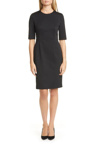 Hugo Boss Daxine Textured Sheath Dress In Black
