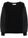 Valentino Contrast Balloon Sleeve Sweater In Black