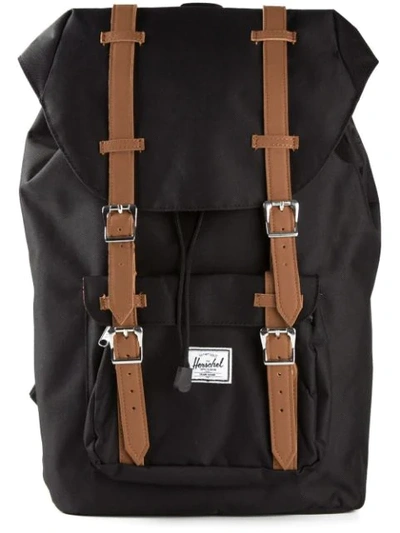Herschel Supply Co Little America Logo Patch Backpack In Black