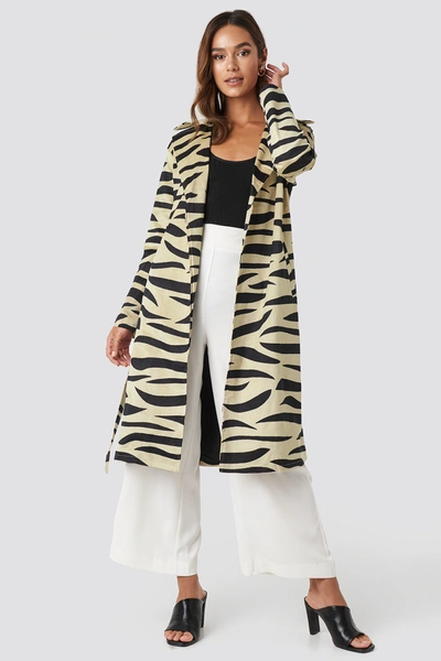 Na-kd Zebra Printed Coat Beige In Zebra Beige