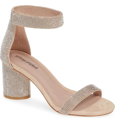 Jeffrey Campbell Women's Laura-js Embellished Block-heel Sandals In Nude Suede Champagne