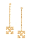 Off-white Logo Drop Chain Earrings In Gold
