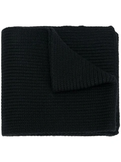 Moncler Ribbed Knit Scarf In Black