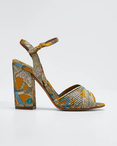 Tabitha Simmons Kali Floral Block-heel Sandals In Multi