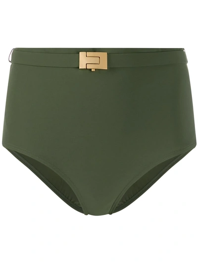 Tory Burch T-belt High-waisted Bikini Bottom In Green