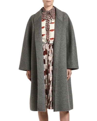 Prada Cashmere-angora Opera Coat In Gray