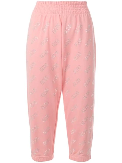 Gcds Monogram Cropped Track Trousers In Pink