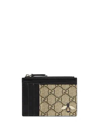 Gucci Gg Supreme Bee Print Wallet In Brown