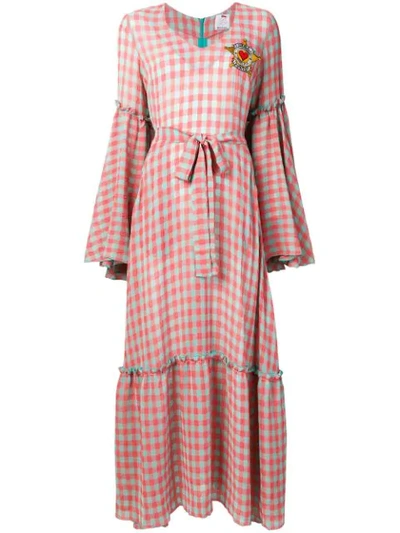 Ultràchic Grid Pattern Long Dress In Pink