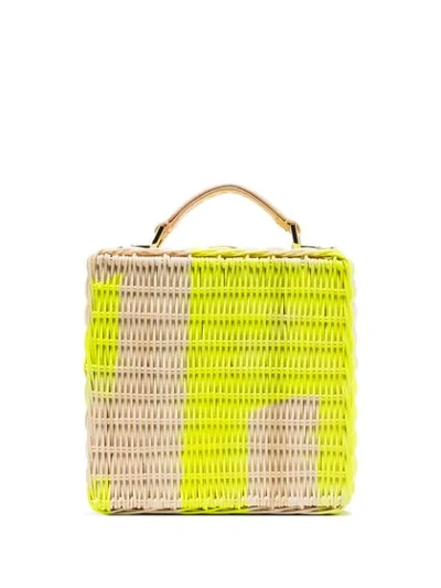 Natasha Zinko Straw Structured Box Bag In Neutrals