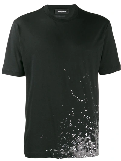 Dsquared2 Men's Bleached-detail Tattoo-fit T-shirt In Black