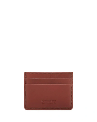Ermenegildo Zegna Men's Woven Leather Card Case In Brown