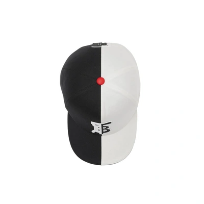 Burberry Monogram Motif Two-tone Cotton Baseball Cap In Black