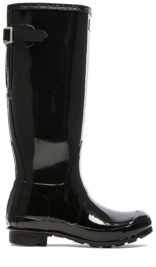 hunter original tall gloss rain boots black