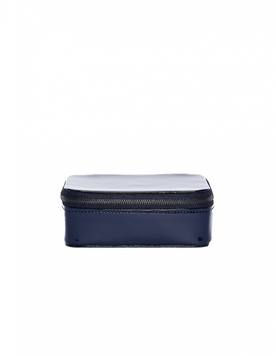 Isaac Reina Navy Blue Patent Leather Jewelry Box