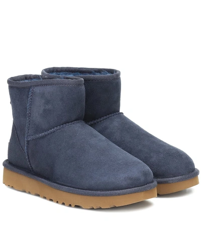 Ugg Classic Mini Ii Suede Ankle Boots In Navy Suede