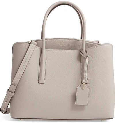Kate Spade Large Margaux Leather Satchel In True Taupe