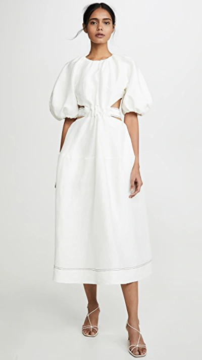 Aje Mimosa Cutout Midi Dress In White
