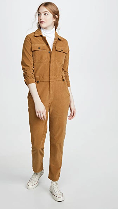 Frame Caitlin Cord Coveralls In Camel