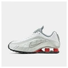 Nike Shox R4 Casual Shoes In White/metallic Silver/comet Red/black