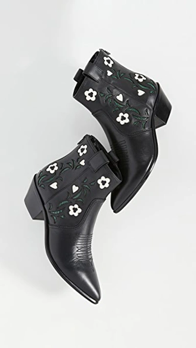 Loeffler Randall Joni Low Western Booties In Black/floral