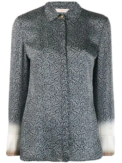 Tory Burch Printed Long Sleeve Shirt In Blue