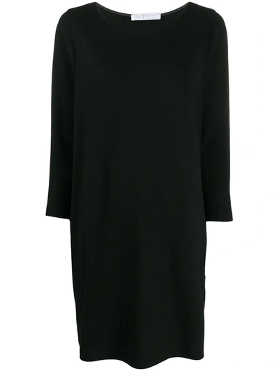 Harris Wharf London Boat Neck Shift Dress In Black  