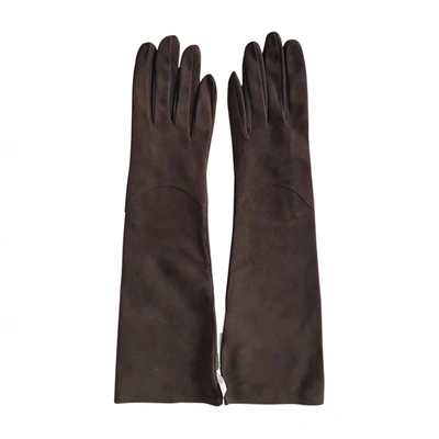 Pre-owned Rochas Long Gloves In Brown