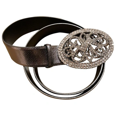 Pre-owned Orciani Leather Belt In Silver