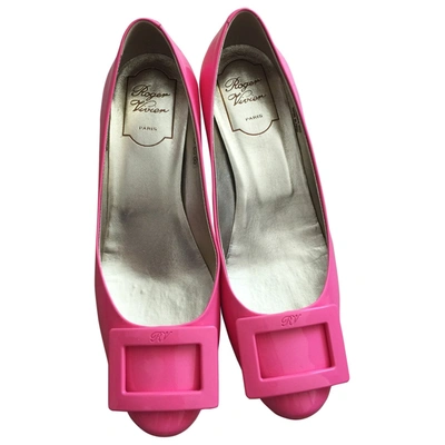 Pre-owned Roger Vivier Belle Vivier Patent Leather Ballet Flats In Pink