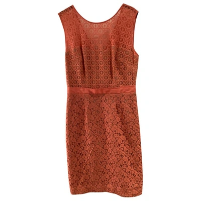Pre-owned Bcbg Max Azria Lace Mid-length Dress In Orange