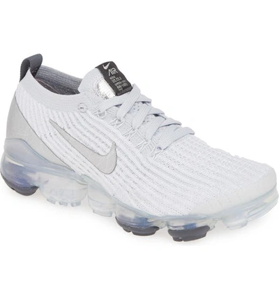 Nike Women's Air Vapormax Flyknit 3 Low-top Sneakers In White/ Metallic Silver