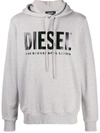 Diesel Printed Logo Hoodie In Grey