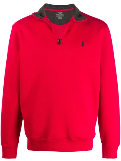 Polo Ralph Lauren Zipped Neck Sweatshirt In Red