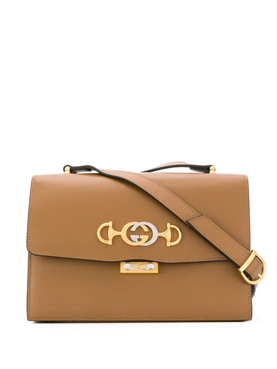 Gucci Small Zumi Shoulder Bag In Brown