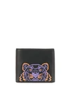 Kenzo Kampus Wallet Made Of Black Leather With Embroidered Tiger
