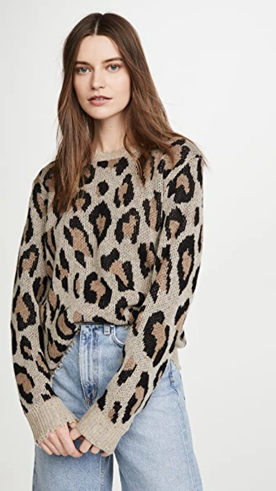 R13 Leopard Cashmere Crewneck Sweater In Multi